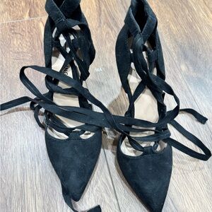 Call It Spring Black Lace-Up Heels